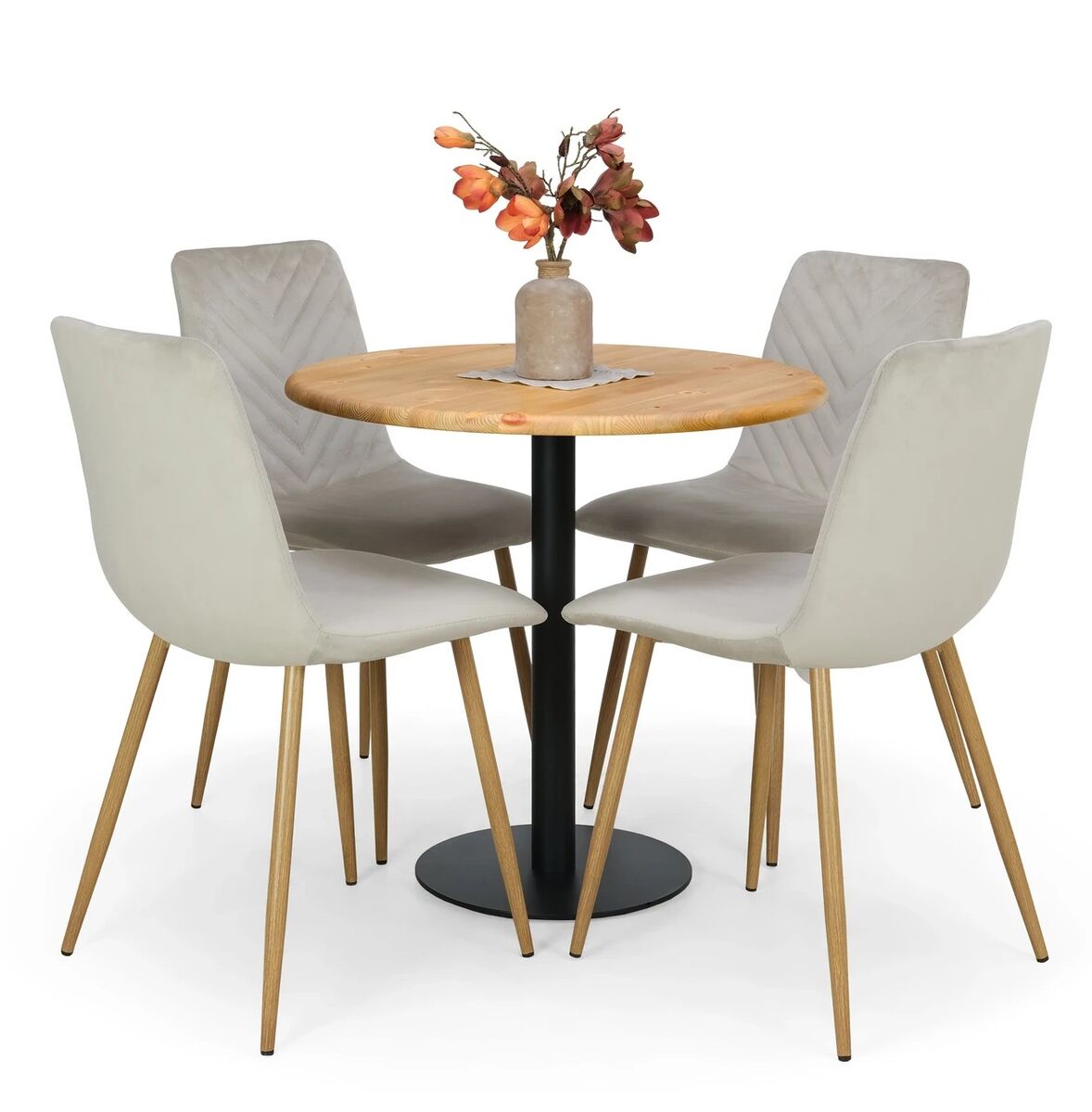 Cafe pyöreä ruokapöytä Ø80 cm antiikkipetsattu/musta